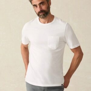 Faherty Sunwashed Organic Cotton Men’s Short-Sleeve White Pocket Tee T-Shirt XL
